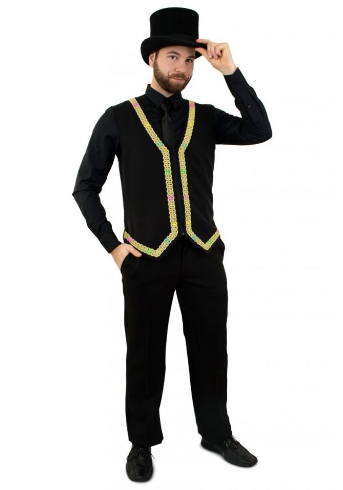 Carnavalsjas Gilet Met Verlichting Goud Heren - Festivales