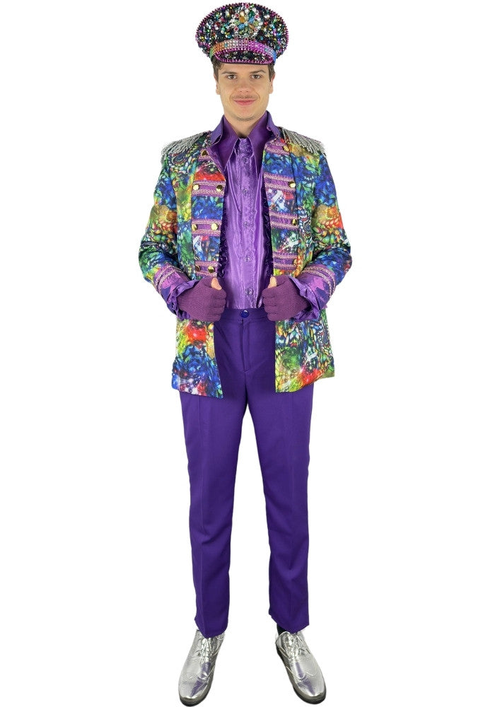 Heren Carnavalsjas Purple Holographic Diamonds - Bundel Luxe - Festivales