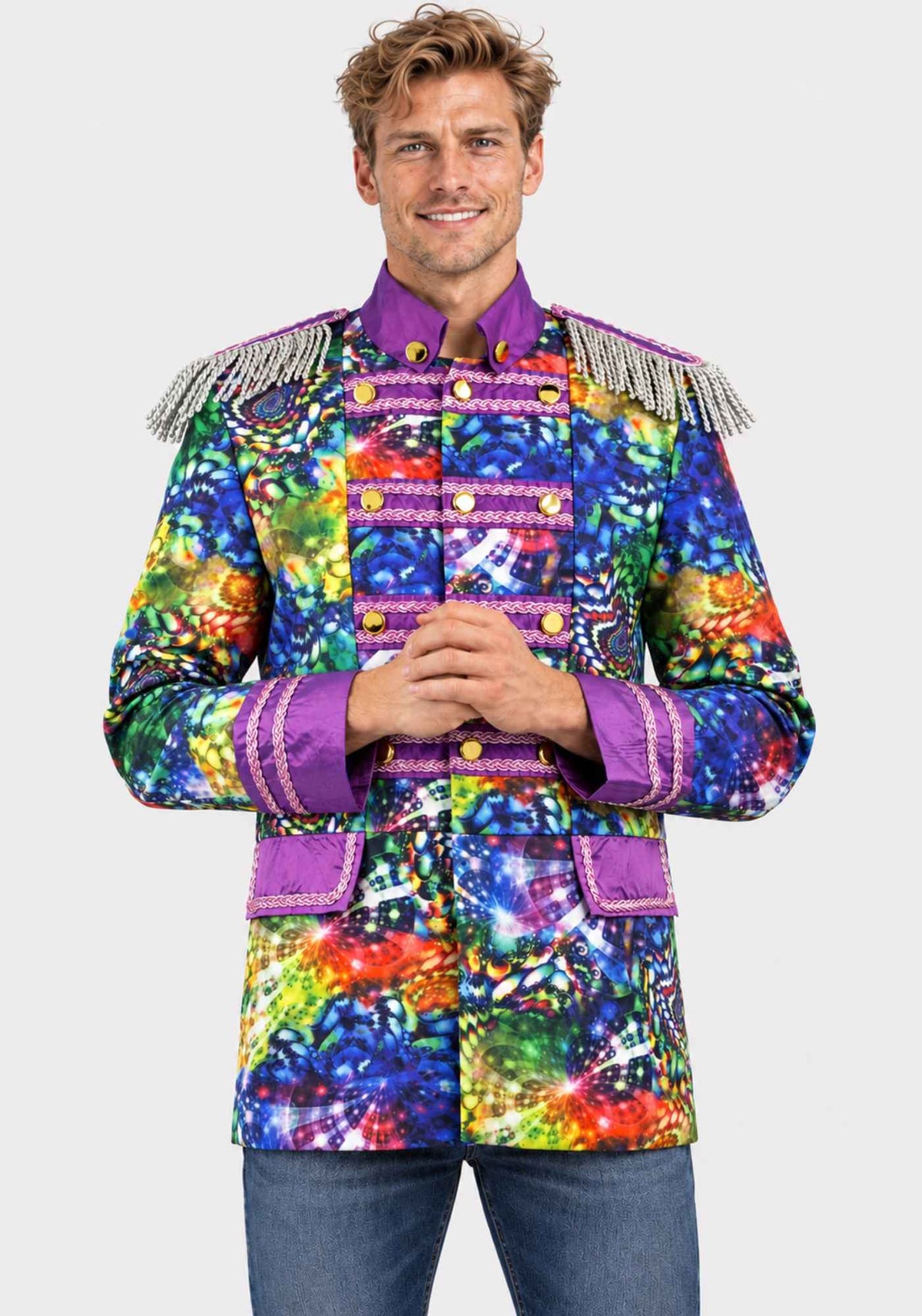 Heren Carnavalsjas Purple Holographic Diamonds - Festivales
