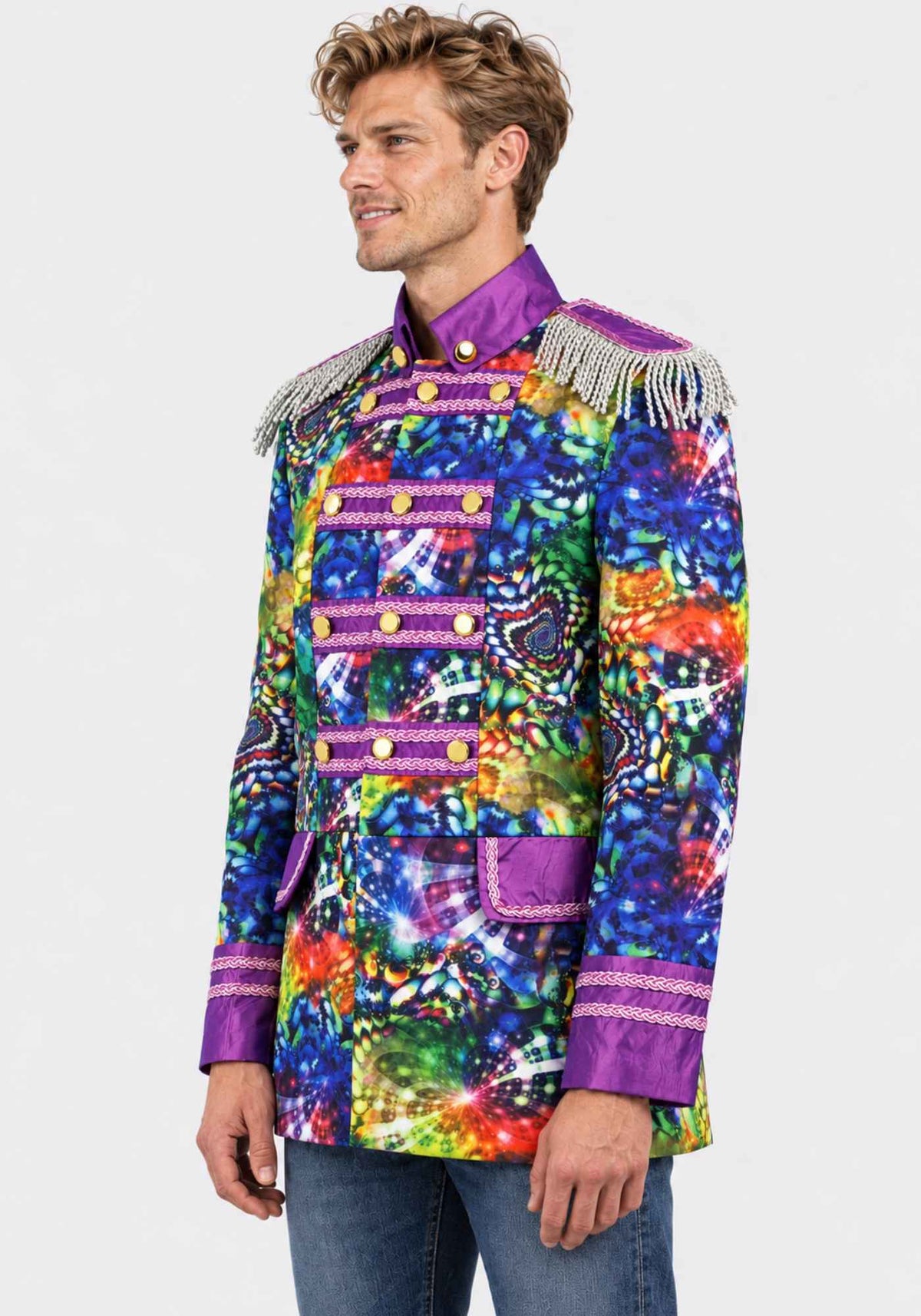 Heren Carnavalsjas Purple Holographic Diamonds - Festivales
