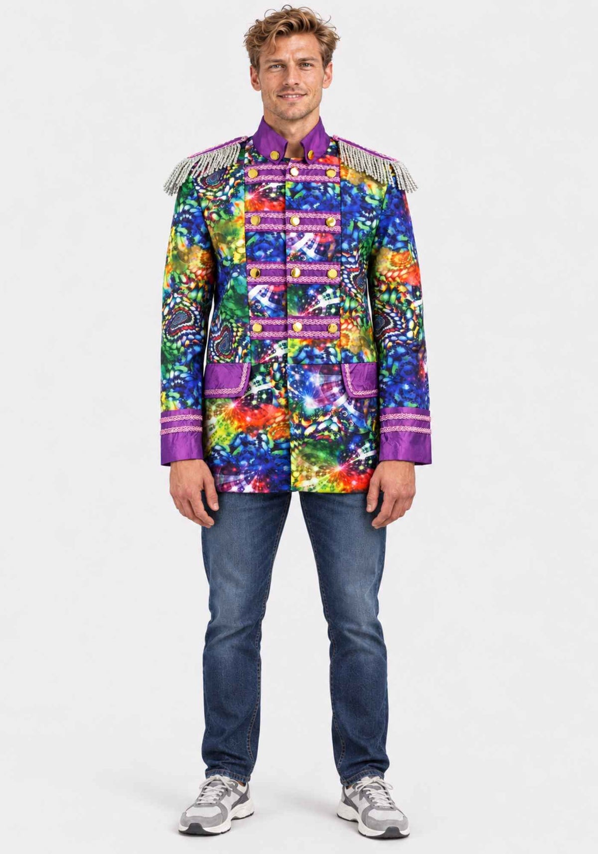 Heren Carnavalsjas Purple Holographic Diamonds - Festivales