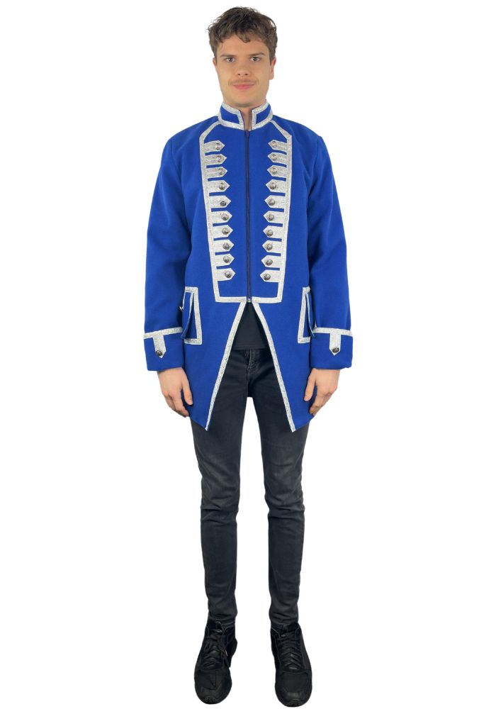 Carnavalsjas Heren Lange Blauwe Luxe Wolvilt Jas - Festivales