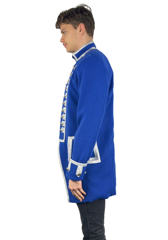 Carnavalsjas Heren Lange Blauwe Luxe Wolvilt Jas - Festivales