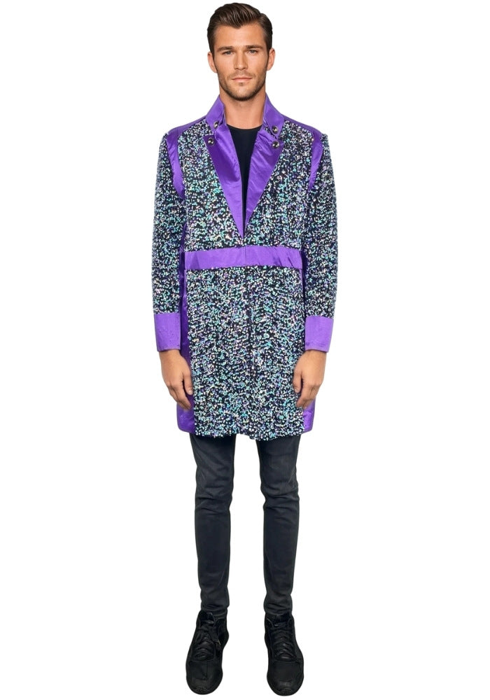 Carnavalsjas Sequin White Purple Heren - Festivales