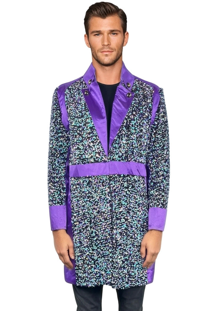 Carnavalsjas Sequin White Purple Heren - Festivales