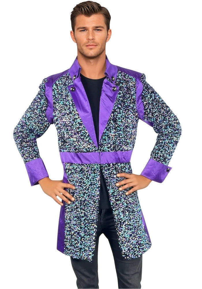 Carnavalsjas Sequin White Purple Heren - Festivales
