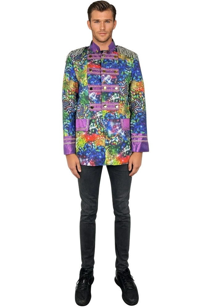 Heren Carnavalsjas Purple Holographic Diamonds - Festivales