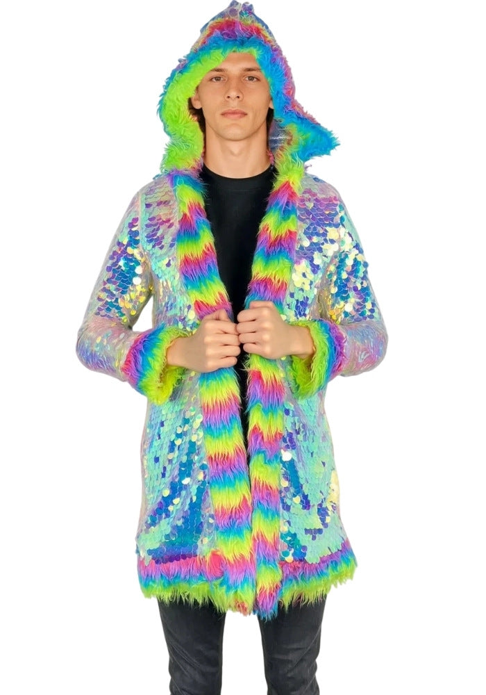 Carnavalsjas Pailletten Multibont Luxe Unisex - Festivales