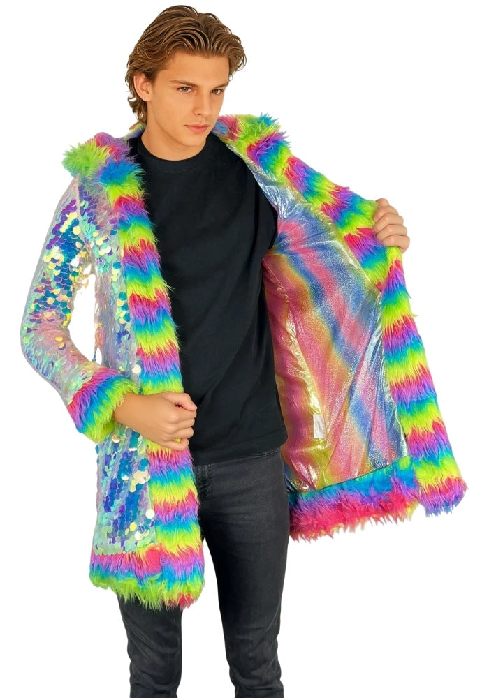 Carnavalsjas Pailletten Multibont Luxe Unisex - Festivales