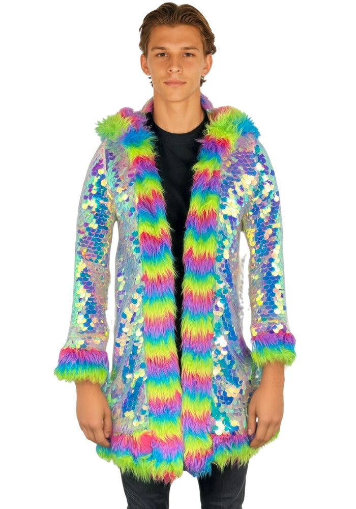 Carnavalsjas Pailletten Multibont Luxe Unisex - Festivales