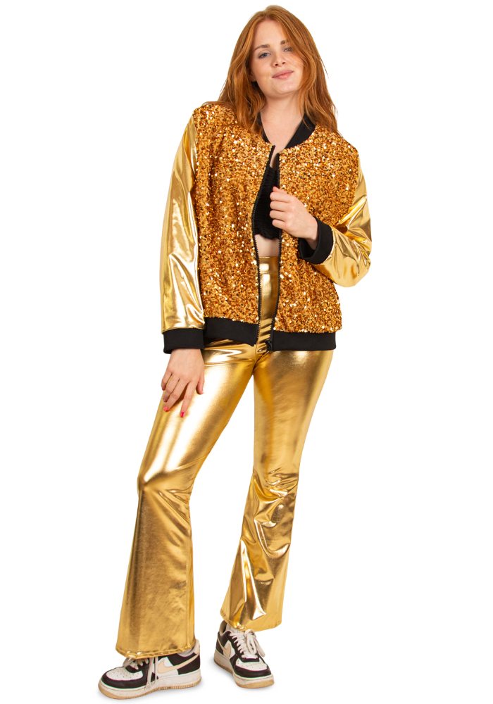 Carnavalsjas Dames Pailletten Dubbel Goud - Festivales