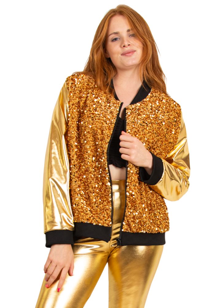 Carnavalsjas Dames Pailletten Dubbel Goud - Festivales