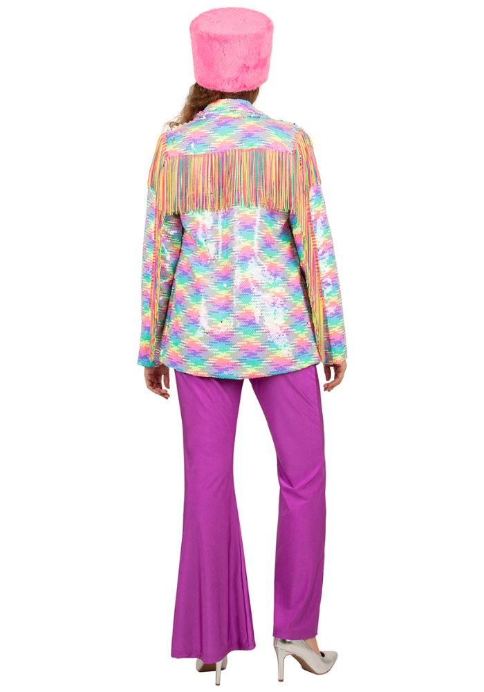 Carnavalsjas Dames Pailletten Pastel Regenboog Met Franje - Festivales