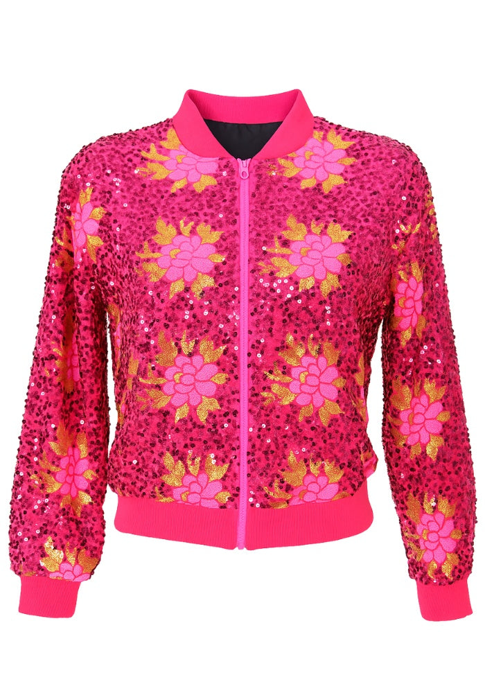 Carnavalsjas Dames Pailletten Flowers - Festivales