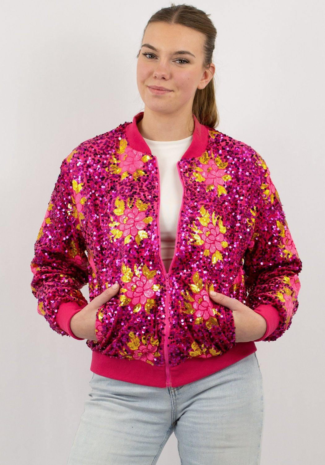 Carnavalsjas Dames Pailletten Flowers - Festivales