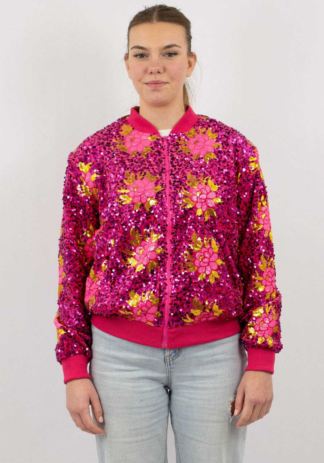 Carnavalsjas Dames Pailletten Flowers - Festivales