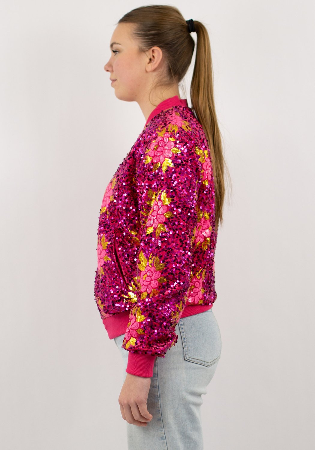 Carnavalsjas Dames Pailletten Flowers - Festivales
