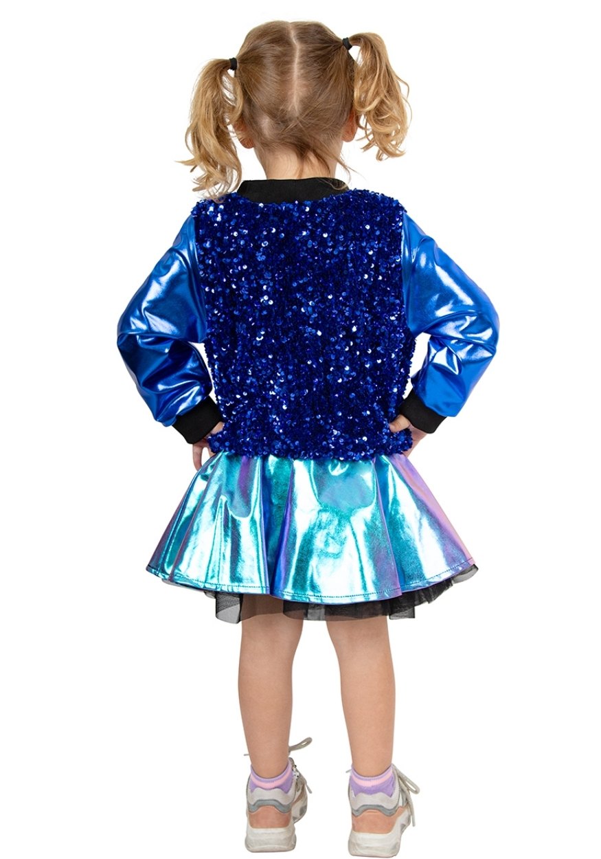 Carnavalsjas Kind Pailletten Metallic Blauw - Festivales