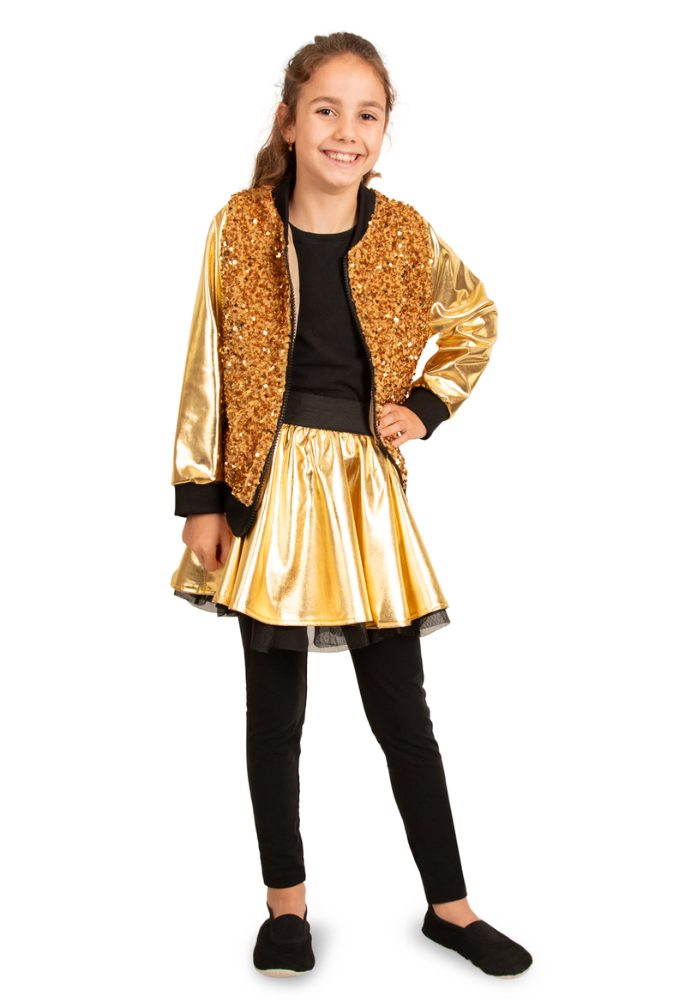 Carnavalsjas Kind Pailletten Metallic Goud - Festivales