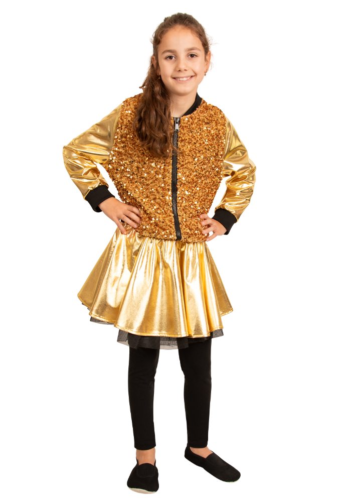 Carnavalsjas Kind Pailletten Metallic Goud - Festivales