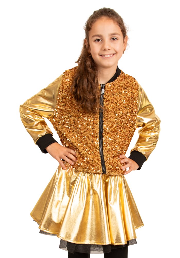 Carnavalsjas Kind Pailletten Metallic Goud - Festivales