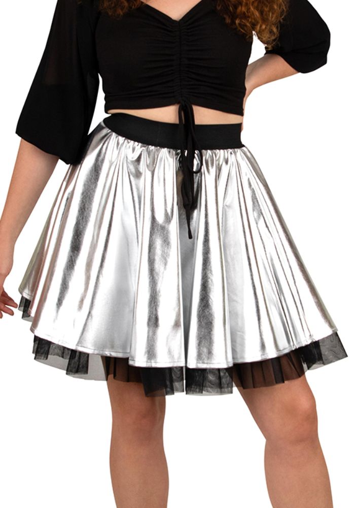 Cirkelrok Metallic Zilver Dames - Festivales