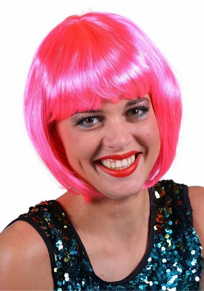Dames Pruik Roxy Fluor Roze - Festivales