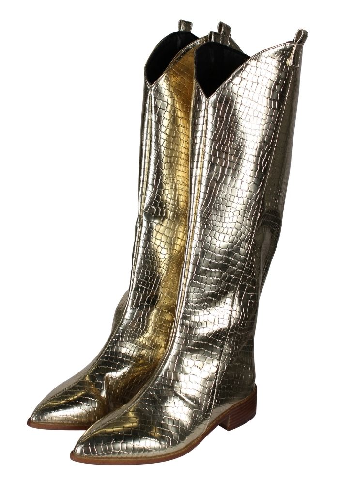 Dames Laarzen Metallic Snake Goud - Festivales
