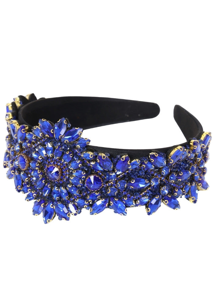 Haarband Luxe Strass Steentjes Blauw - Festivales