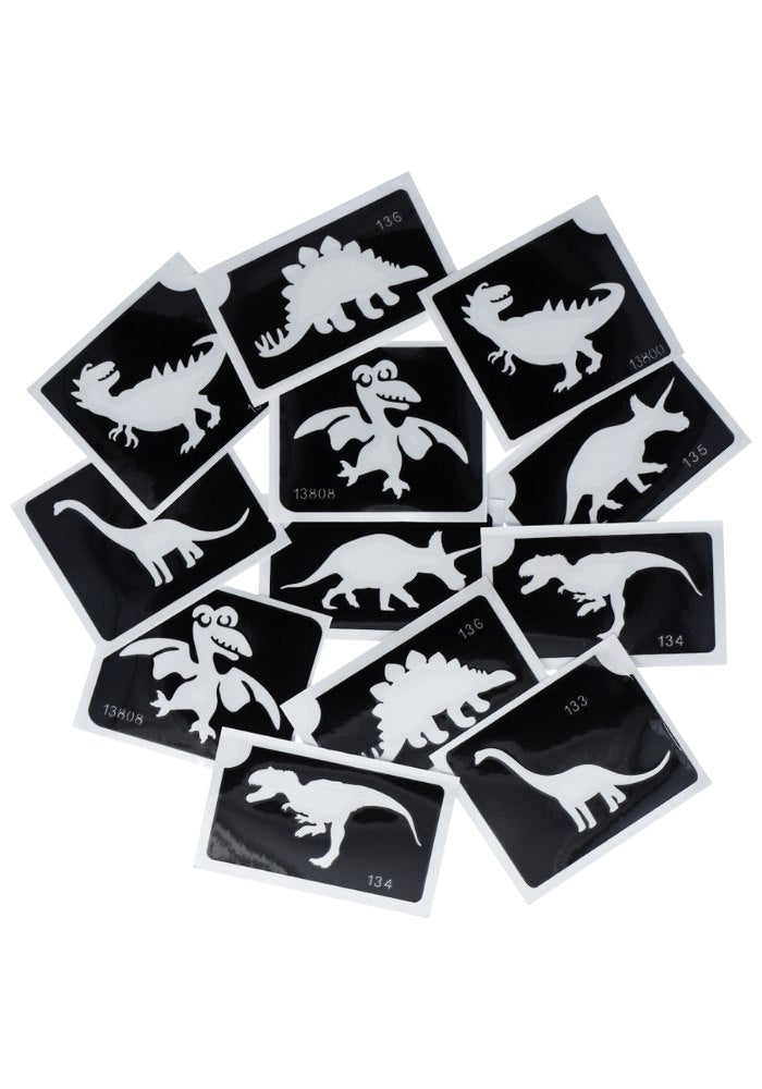Glitter Tattoo Stencils Dino 12pcs - Festivales