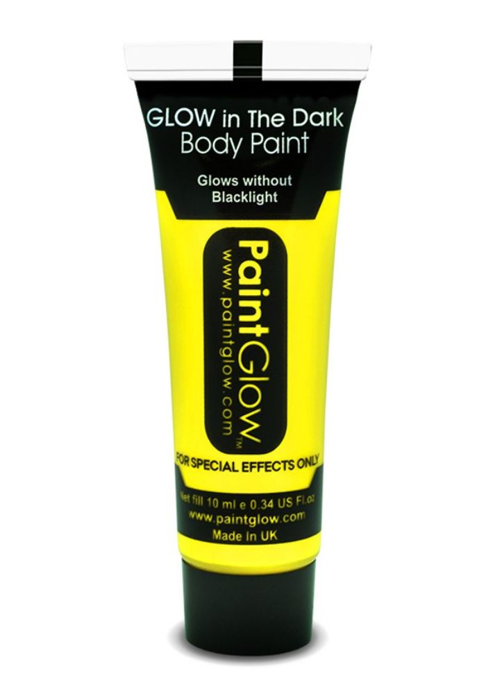 Face & Body Paint 10ml Glow In The Dark Geel - Festivales