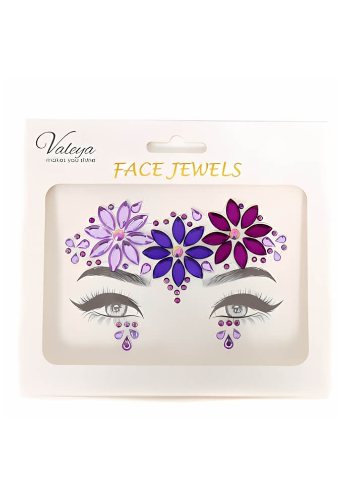Face Jewels Bloemen Paars - Festivales