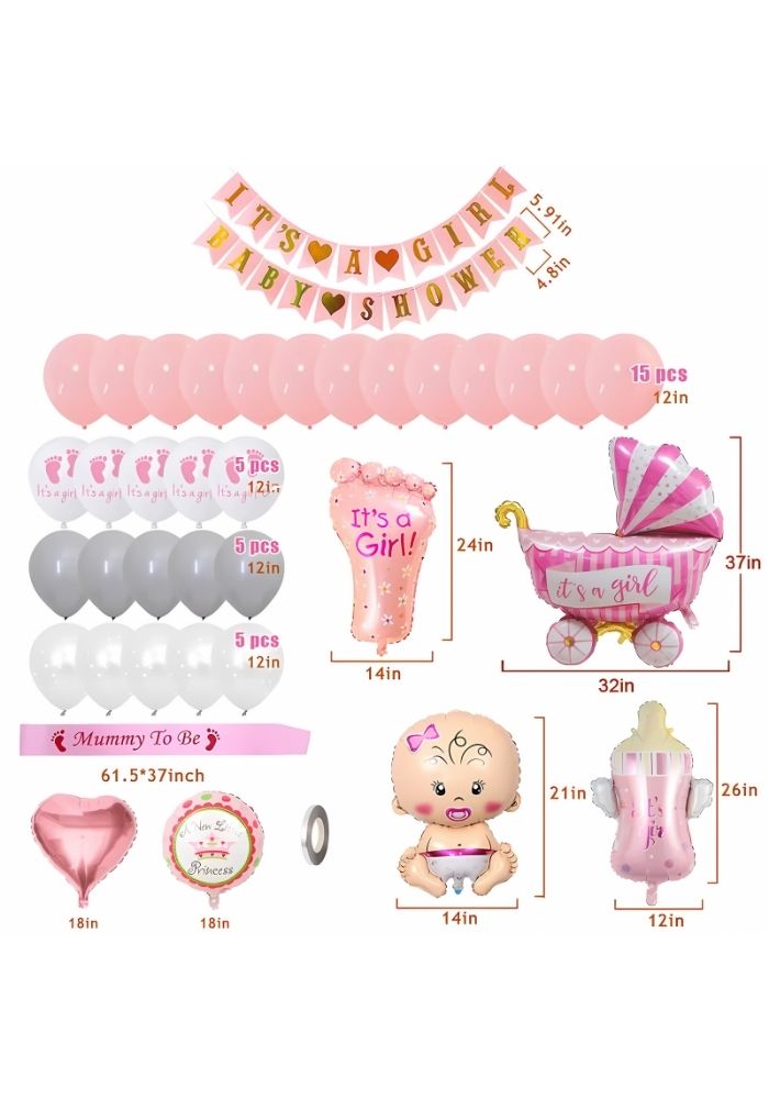 Baby Shower Versiering Pakket - Meisje - 39 Stuks - Festivales