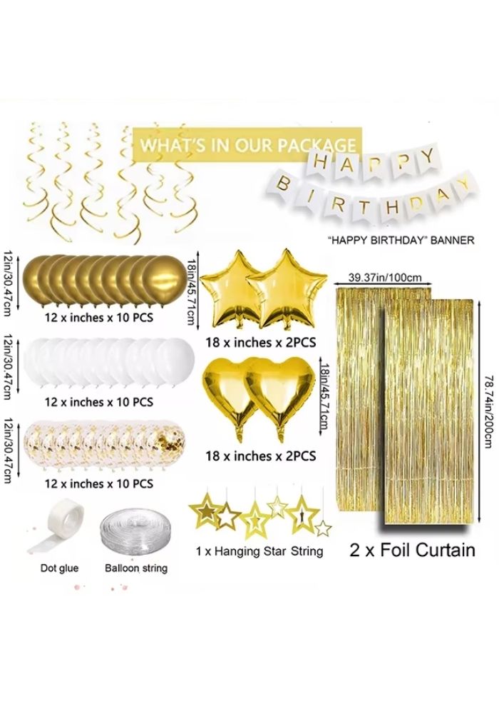 Verjaardag Versiering Pakket - Goud/Wit - 46 Stuks - Festivales