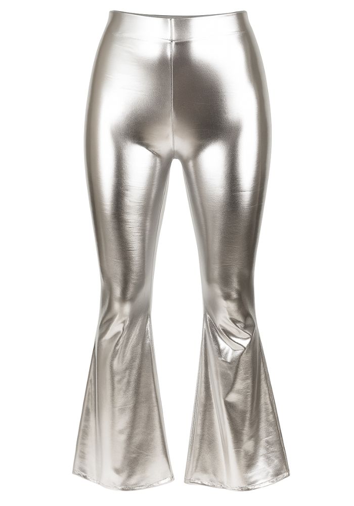 Flared Broek Metallic Zilver - Festivales