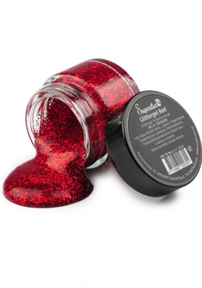 Gel Superstar Glitterrood (Huid&Haar) 15ml - Festivales