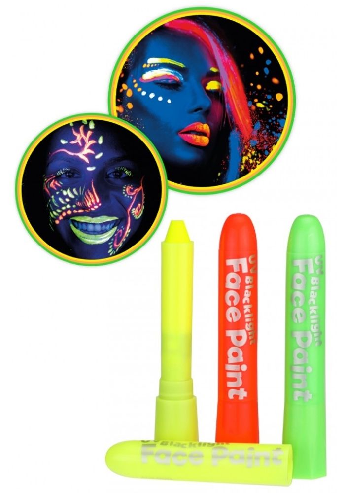 Gezichtskrijt UV Blacklight 3 Kleuren - Festivales