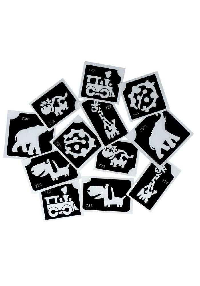Glitter Tattoo Stencils Cute 12pcs - Festivales