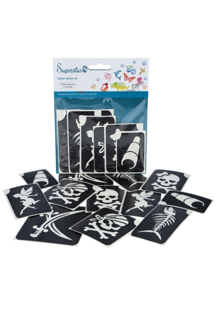 Glitter Tattoo Stencils Pirate 12pcs - Festivales