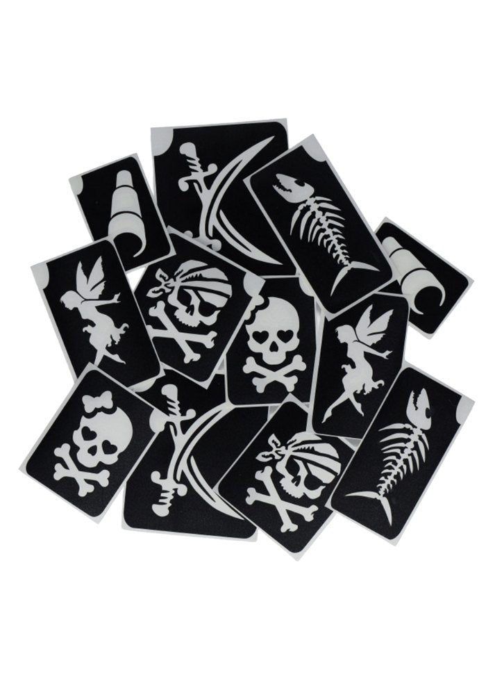 Glitter Tattoo Stencils Pirate 12pcs - Festivales