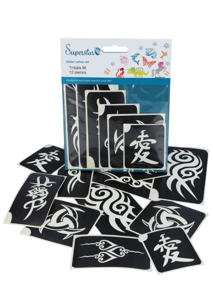 Glitter Tattoo Stencils Tribal 12pcs - Festivales