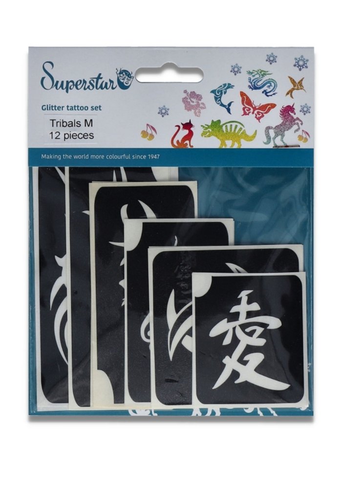 Glitter Tattoo Stencils Tribal 12pcs - Festivales