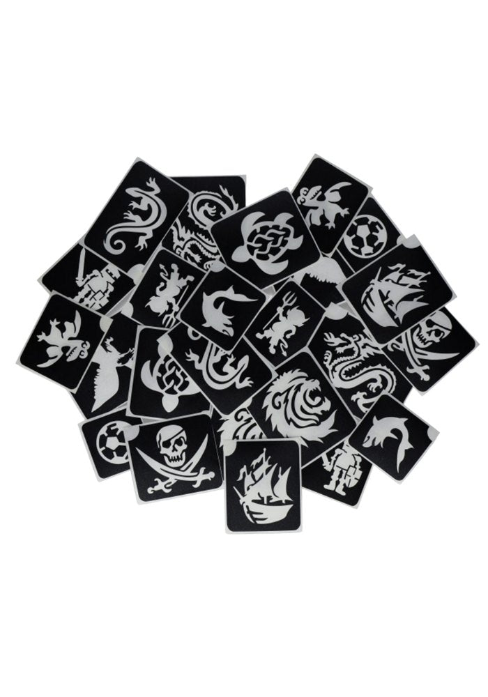 Glitter Tattoo Stencils XL Adventure 24pcs - Festivales