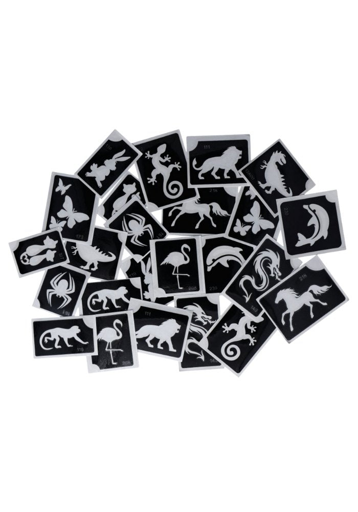 Glitter Tattoo Stencils XL Animal 24pcs - Festivales