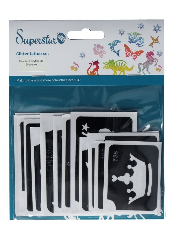 Glitter Tattoo Stencils XL Fairytale 24pcs - Festivales