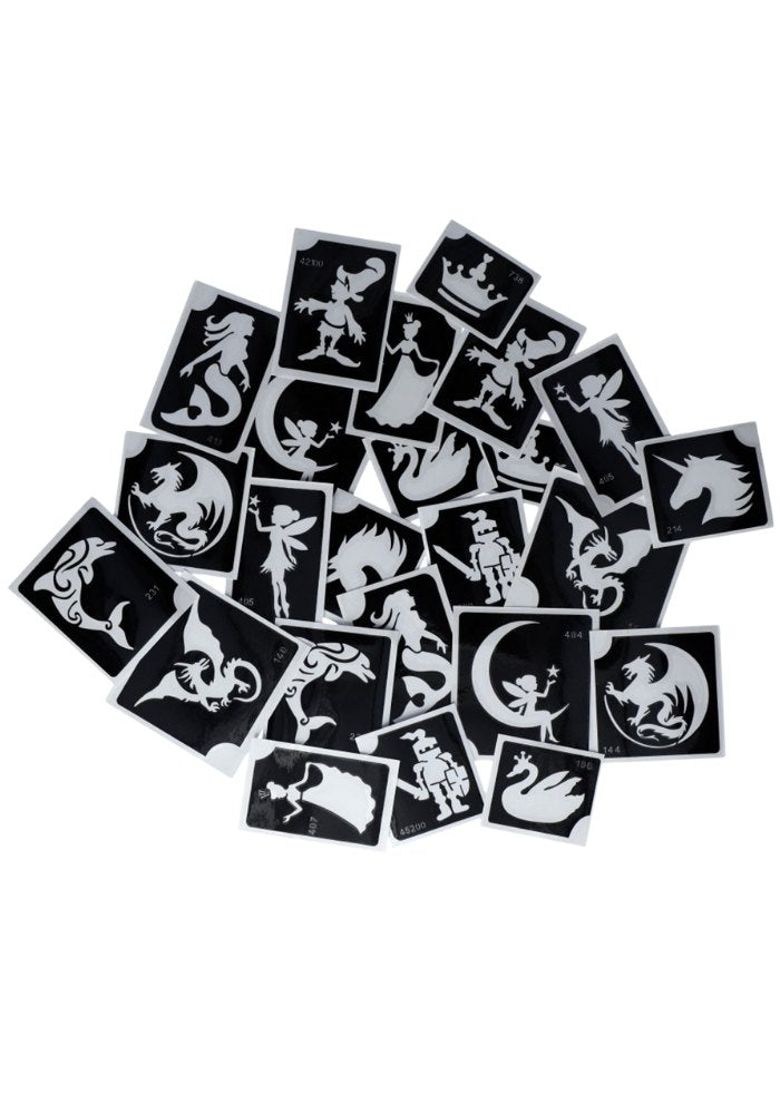 Glitter Tattoo Stencils XL Fairytale 24pcs - Festivales