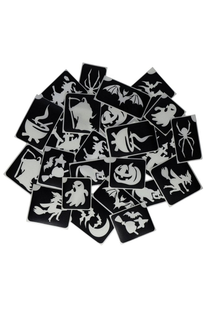 Glitter Tattoo Stencils XL Halloween 24pcs - Festivales
