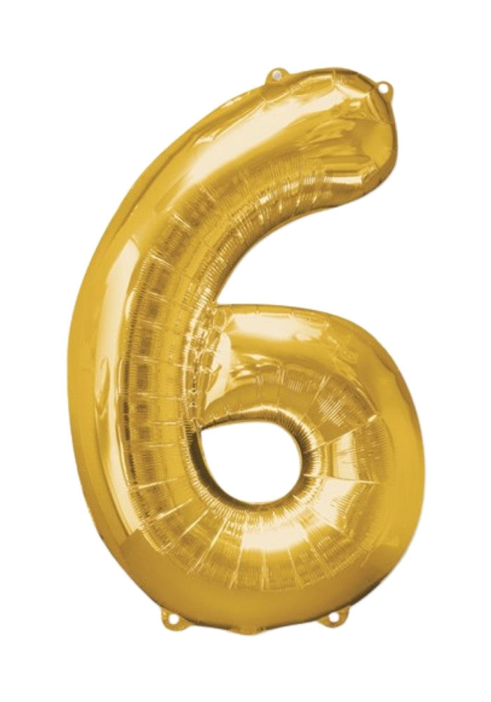 Folie Ballon Cijfer '6' Goud (40cm) - Festivales