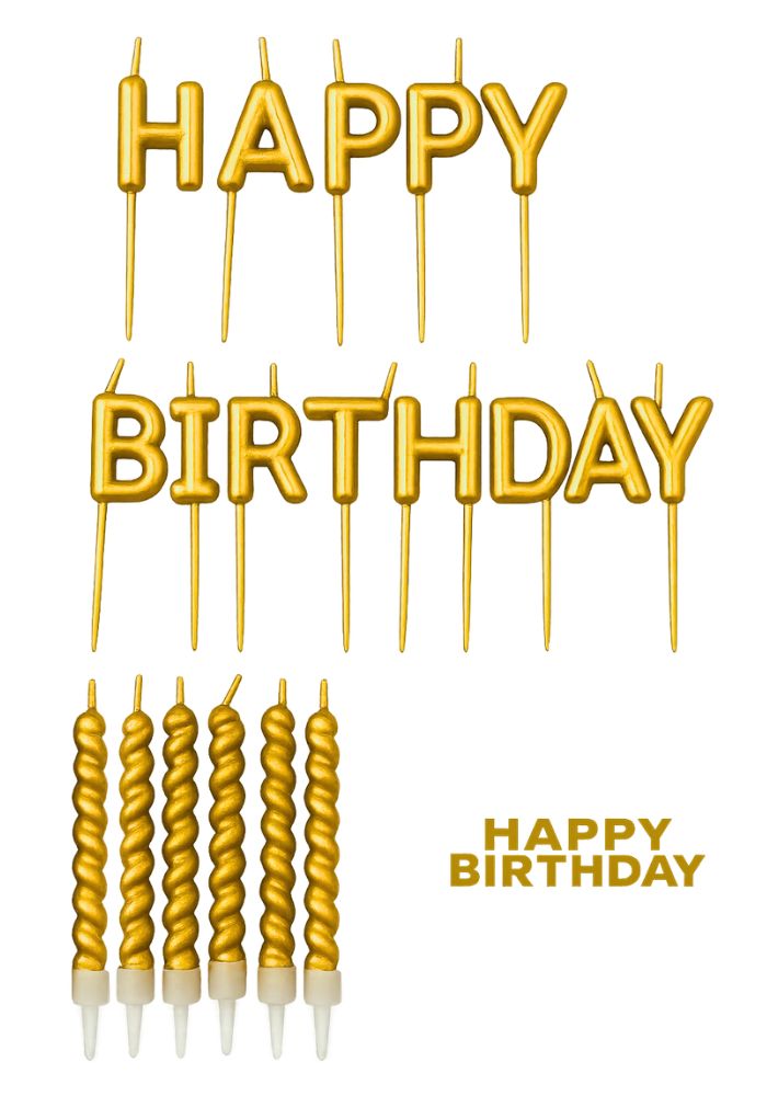 Happy Birthday Kaarsen Pakket Goud - Festivales