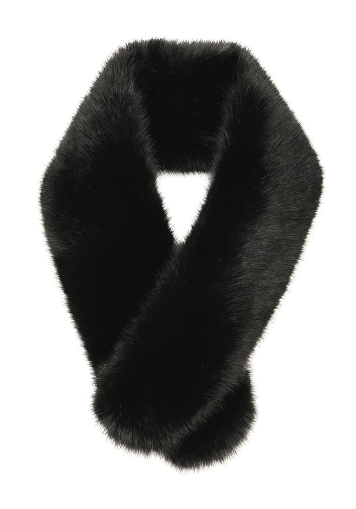 Nep Bont Sjaal Zwart met Clip - Festivales